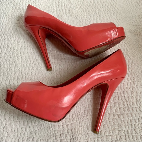 D&G Dolce and Gabbana Coral Leather  Peep Toe High Heels  38 - Picture 5 of 10